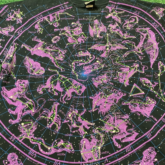 Vintage 1993 LIQUID BLUE Space CONSTELLATIONS Shirt Size 2XL Astrology Zodiac - Picture 5 of 8